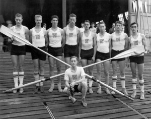 Olympic champion crew team, University of Washington; this team won the gold medal at the 1936 Olympics in Berlin; Handwritten on border: 1936 - Olympic Champions.